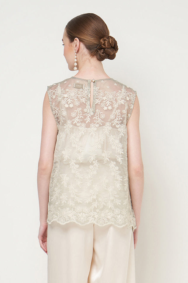 Ava Top in Ivory Sage