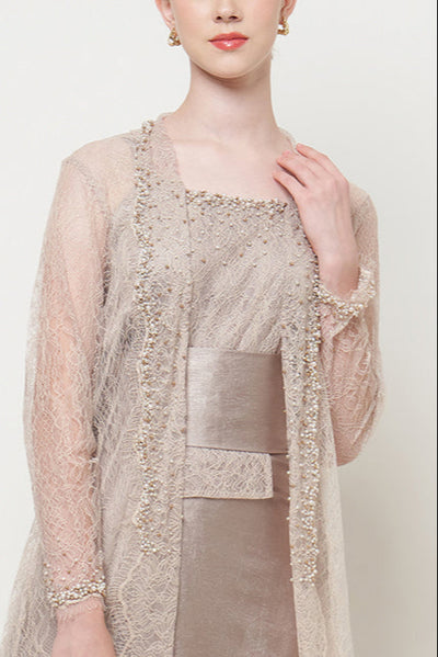 Gamila Kebaya Set in Nude Cream