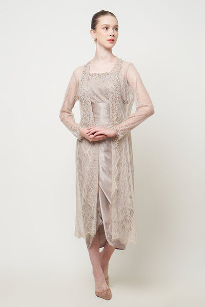 Gamila Kebaya Set in Nude Cream