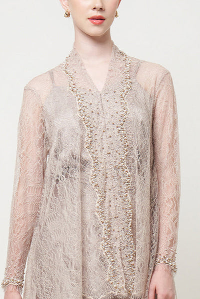 Delila Kebaya Set in Nude Cream
