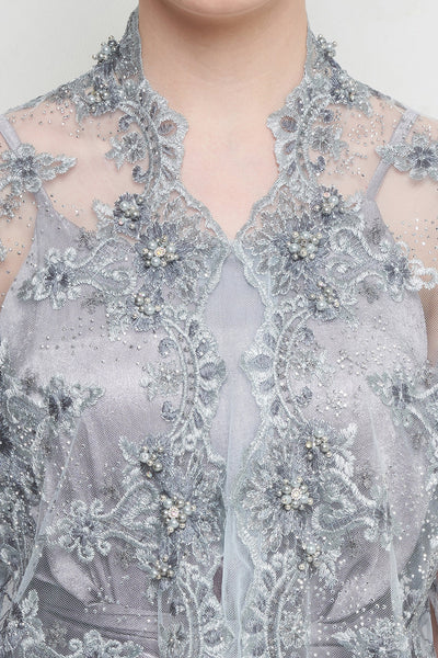 Nayra Kebaya Set in Blue Gray