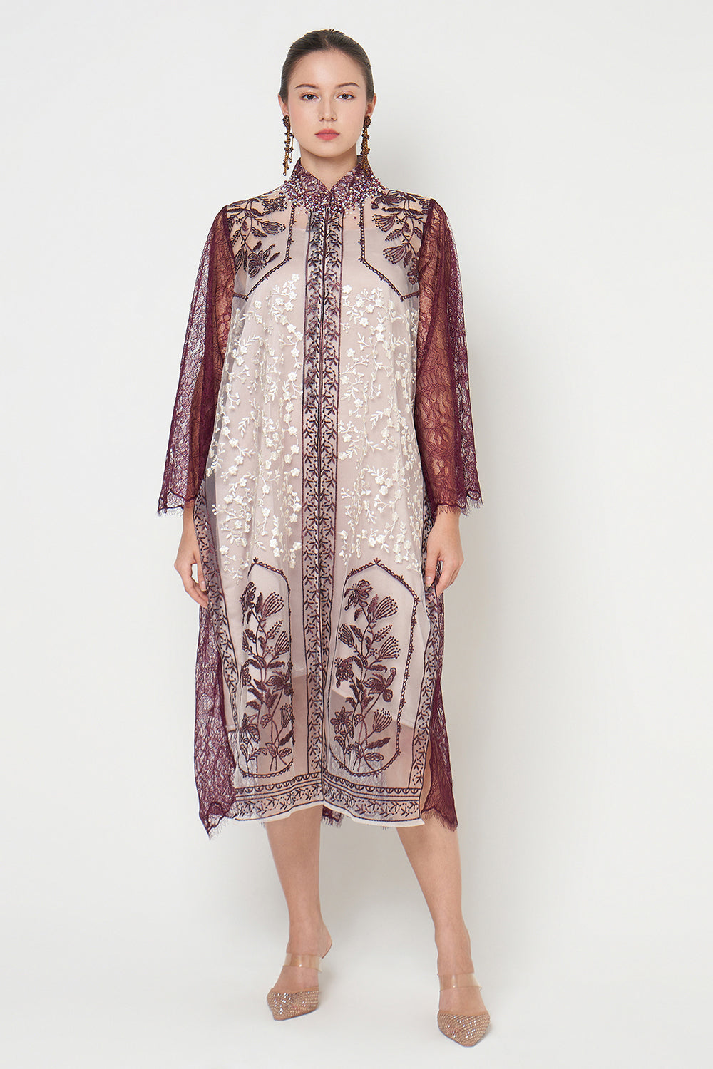 Amber Dress in Nude Burgundy