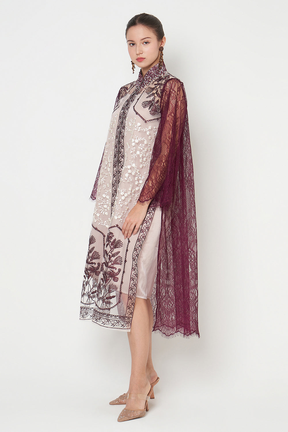 Amber Dress in Nude Burgundy
