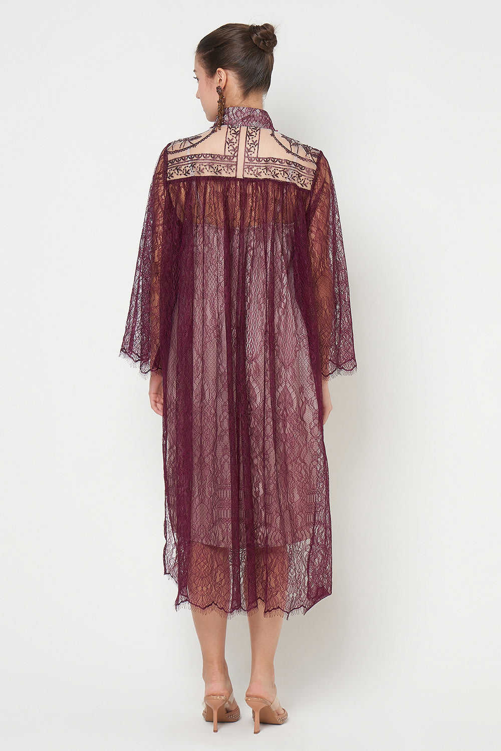 Amber Dress in Nude Burgundy