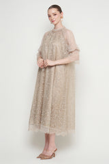 Shaima Dress in Nude Gold Green