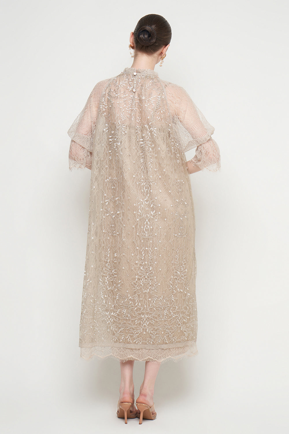 Shaima Dress in Nude Gold Green