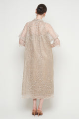 Shaima Dress in Nude Gold Green