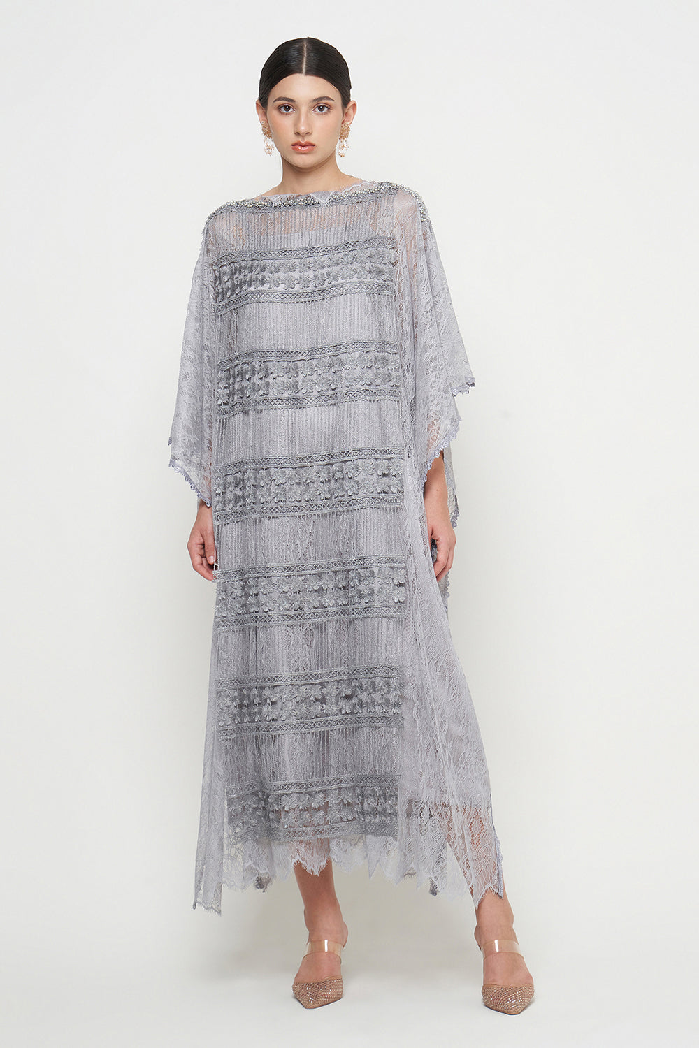 Adara Kaftan Dress in Mystic Gray