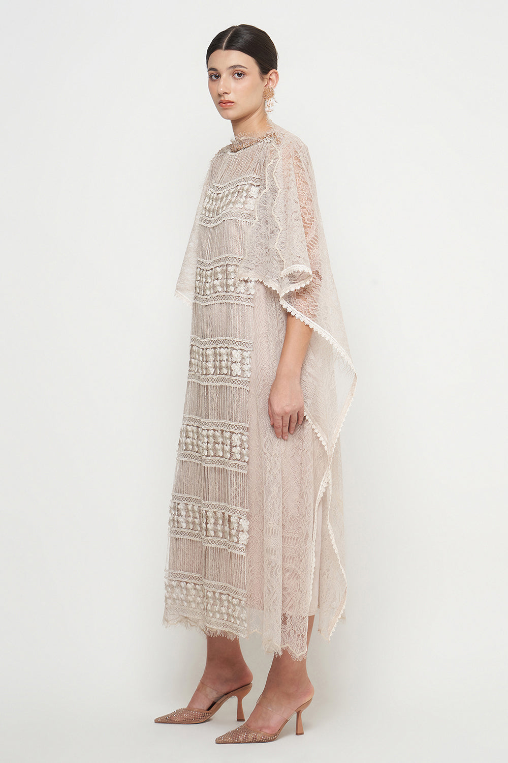 Adara Kaftan Dress in Nude Champagne