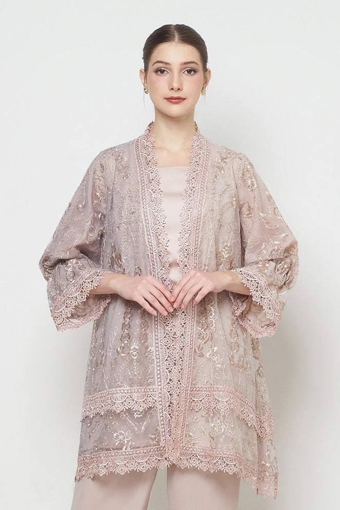 Ayna Outer Top in White Blue Marble