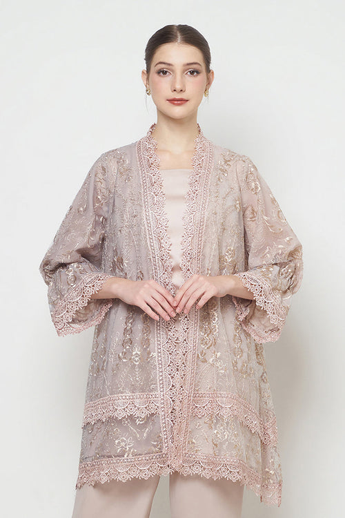 Ayna Outer Top in White Blue Marble