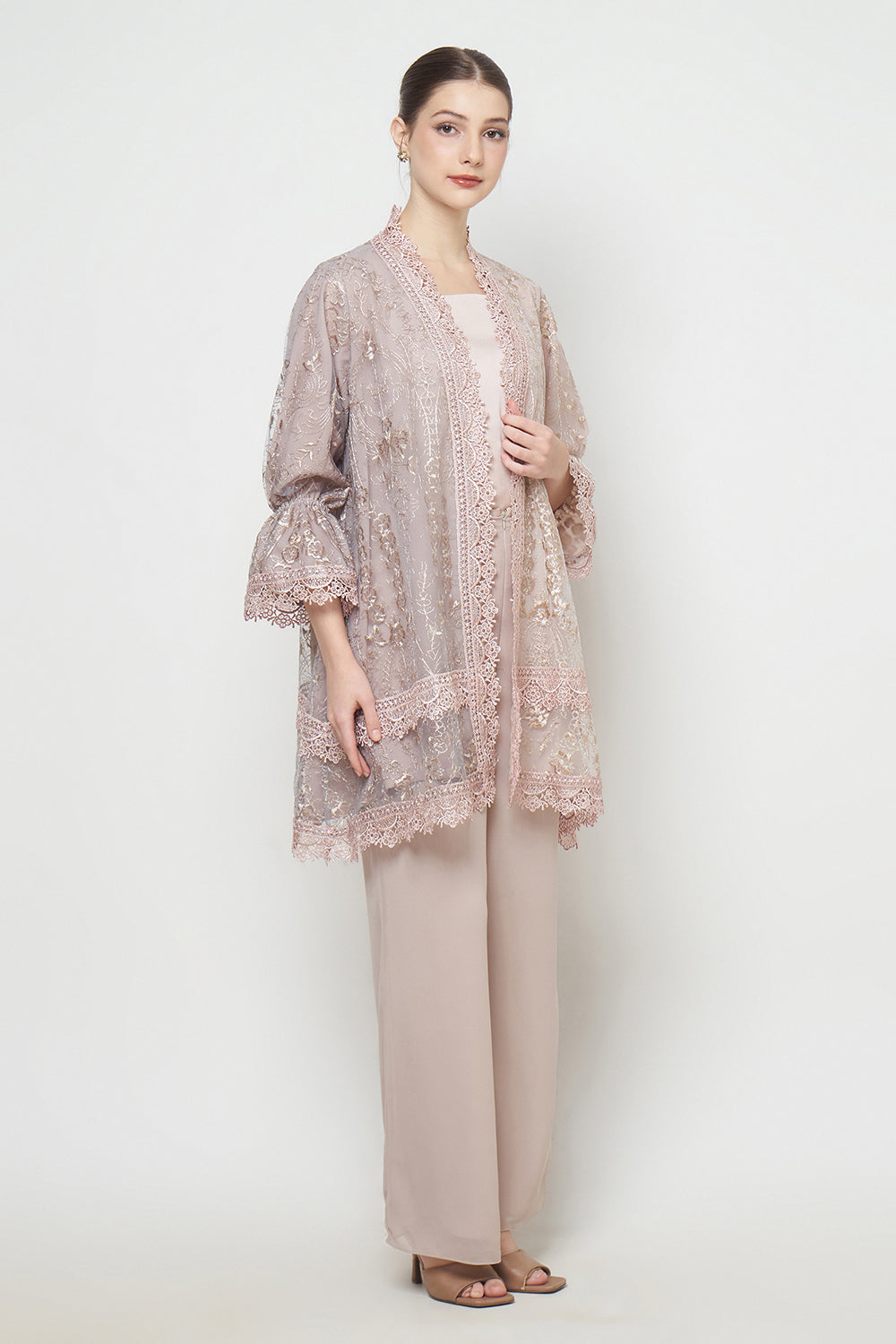 Ayna Outer Top in White Blue Marble