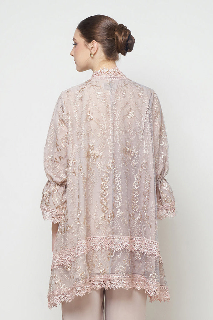 Ayna Outer Top in White Blue Marble