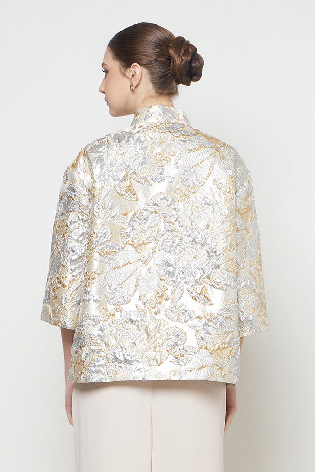Klaira Outer Top in Ivory Gold