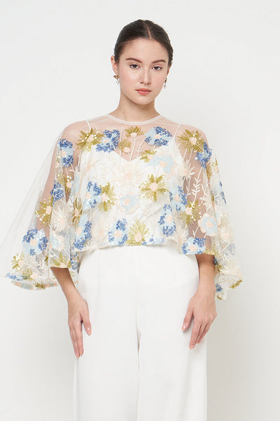Constance Bolero Top in Blue White