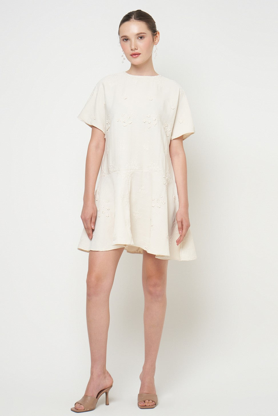 Amelia Mini Dress in Ivory White