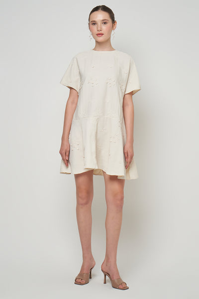 Amelia Mini Dress in Ivory White
