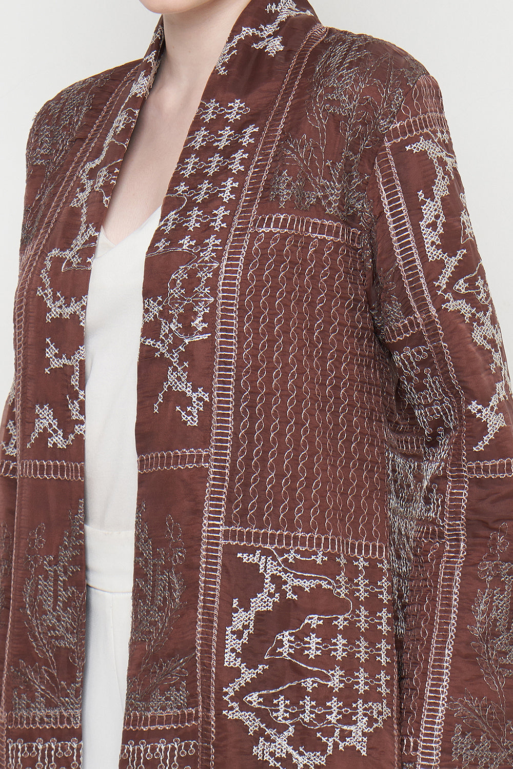 Noea Long Outer Top in Brown