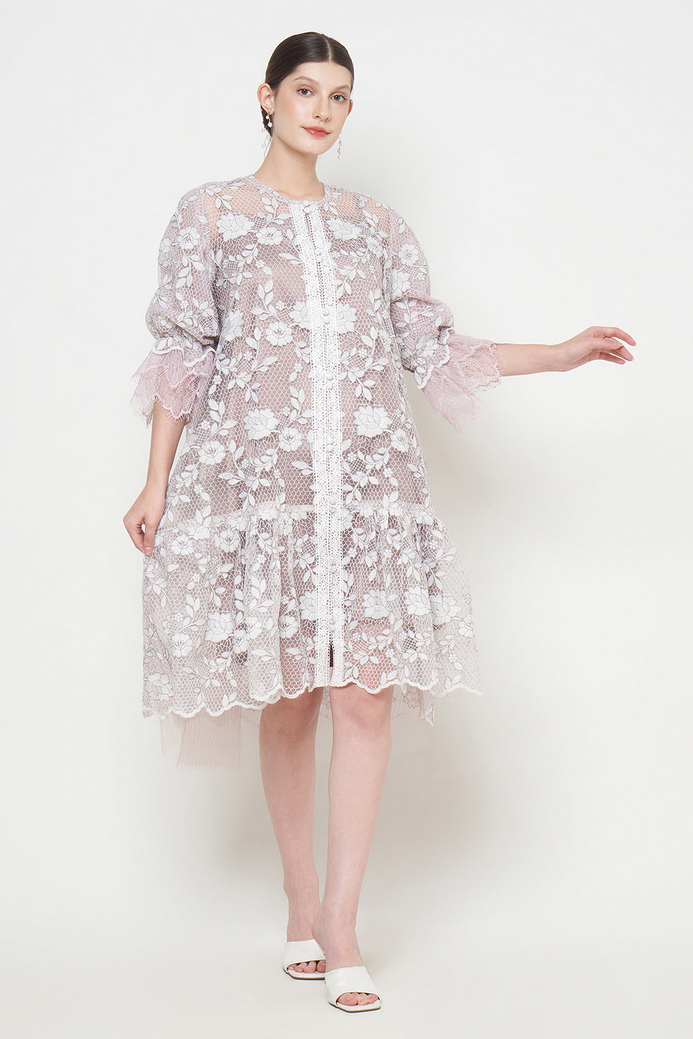 Maura Dress in White Mauve
