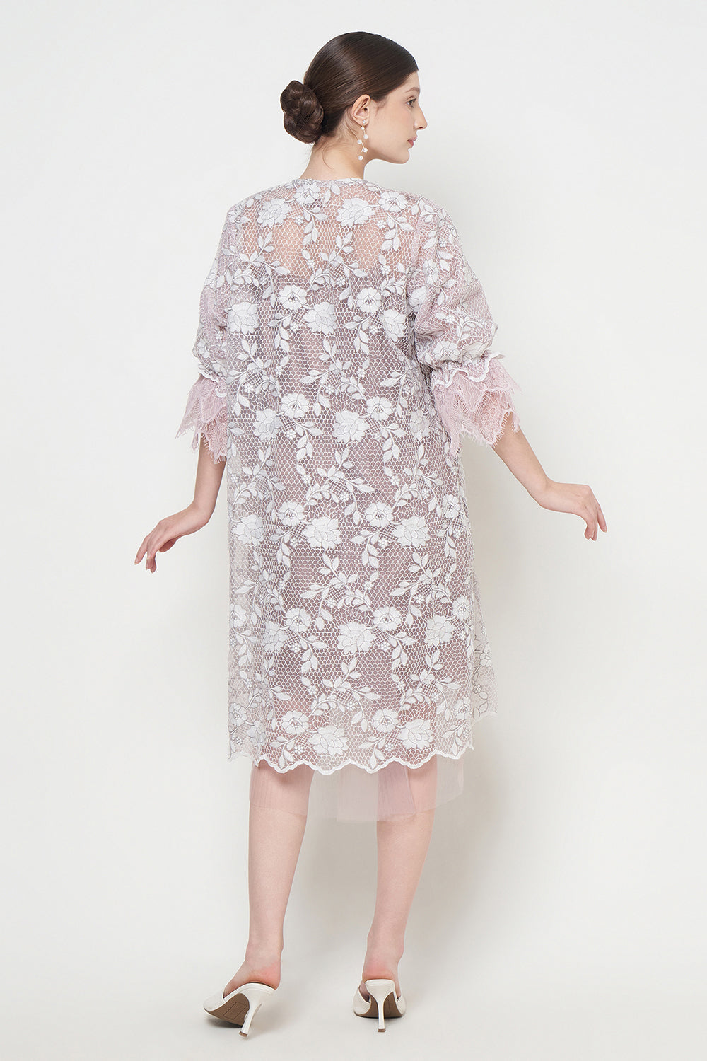 Maura Dress in White Mauve