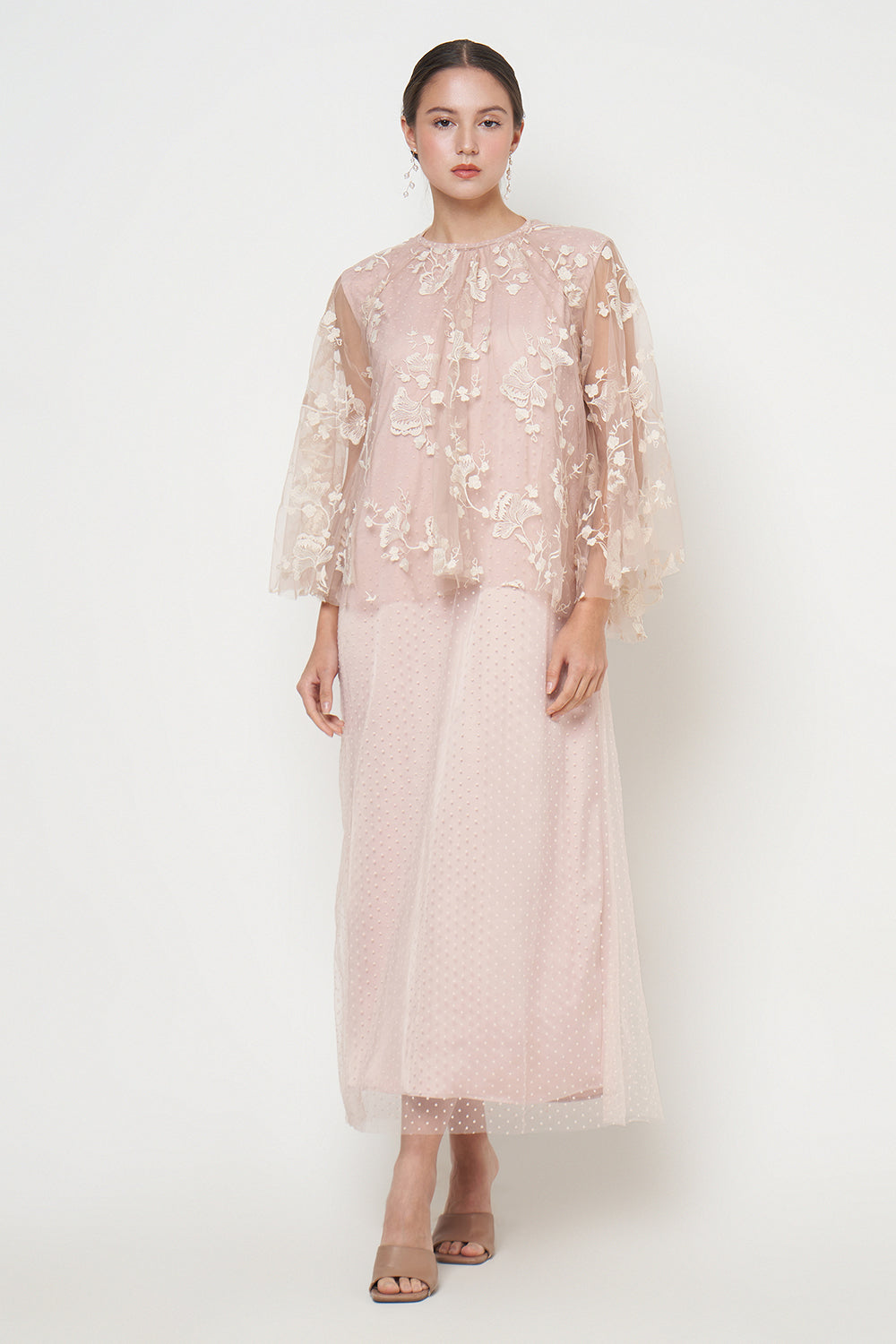 Kirana Cape Dress in Pink Blush