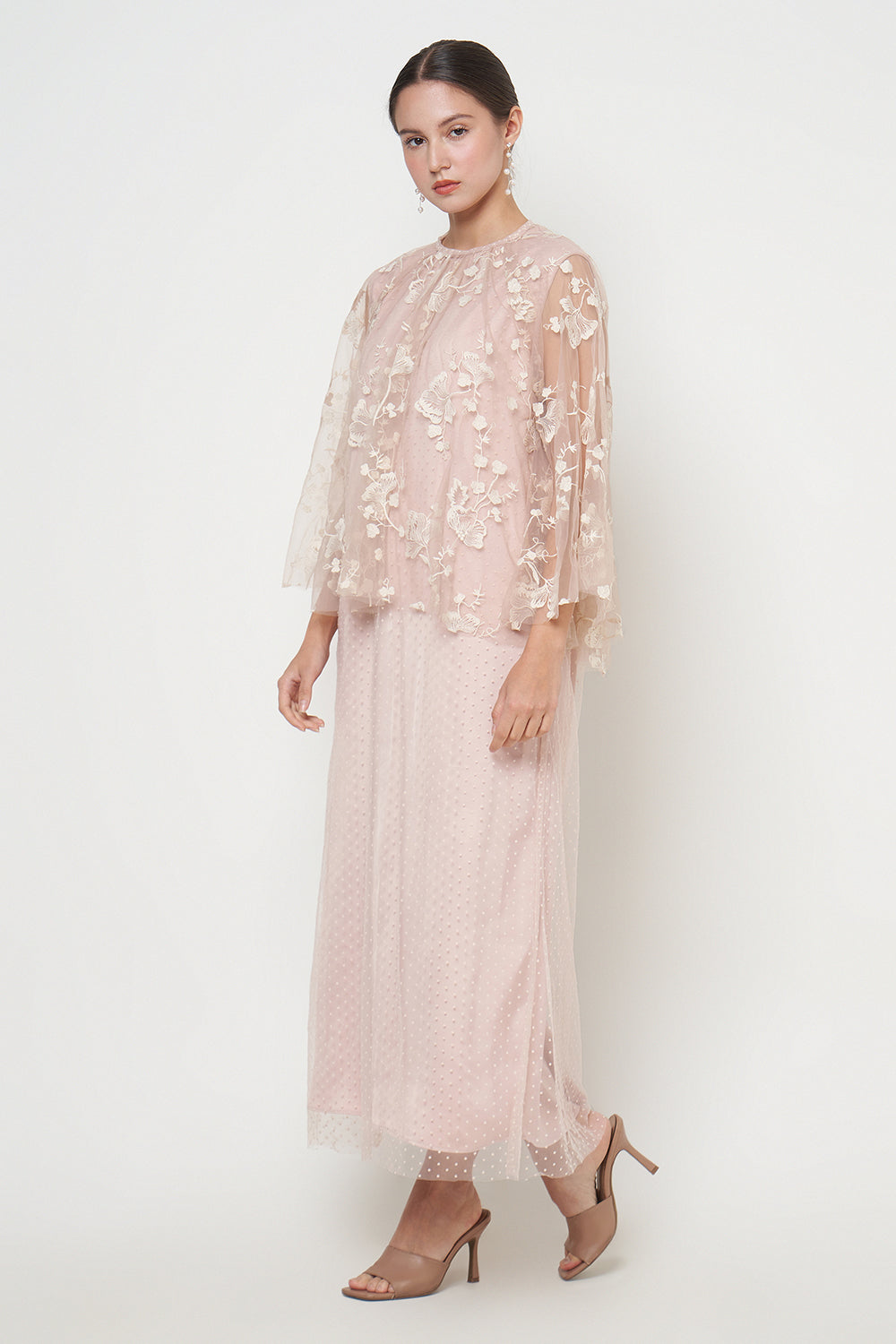 Kirana Cape Dress in Pink Blush