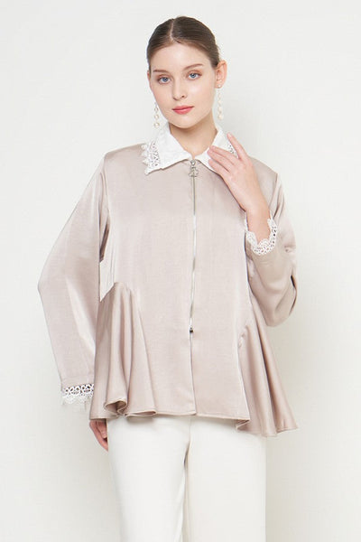 Gamita Zipper Top in Etoupe White