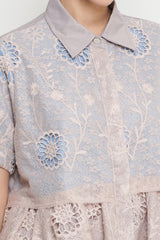 Plum Shirt in Creme Dusty Blue