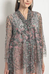 Anaia Multicolor Kebaya Top in Smoke Grey