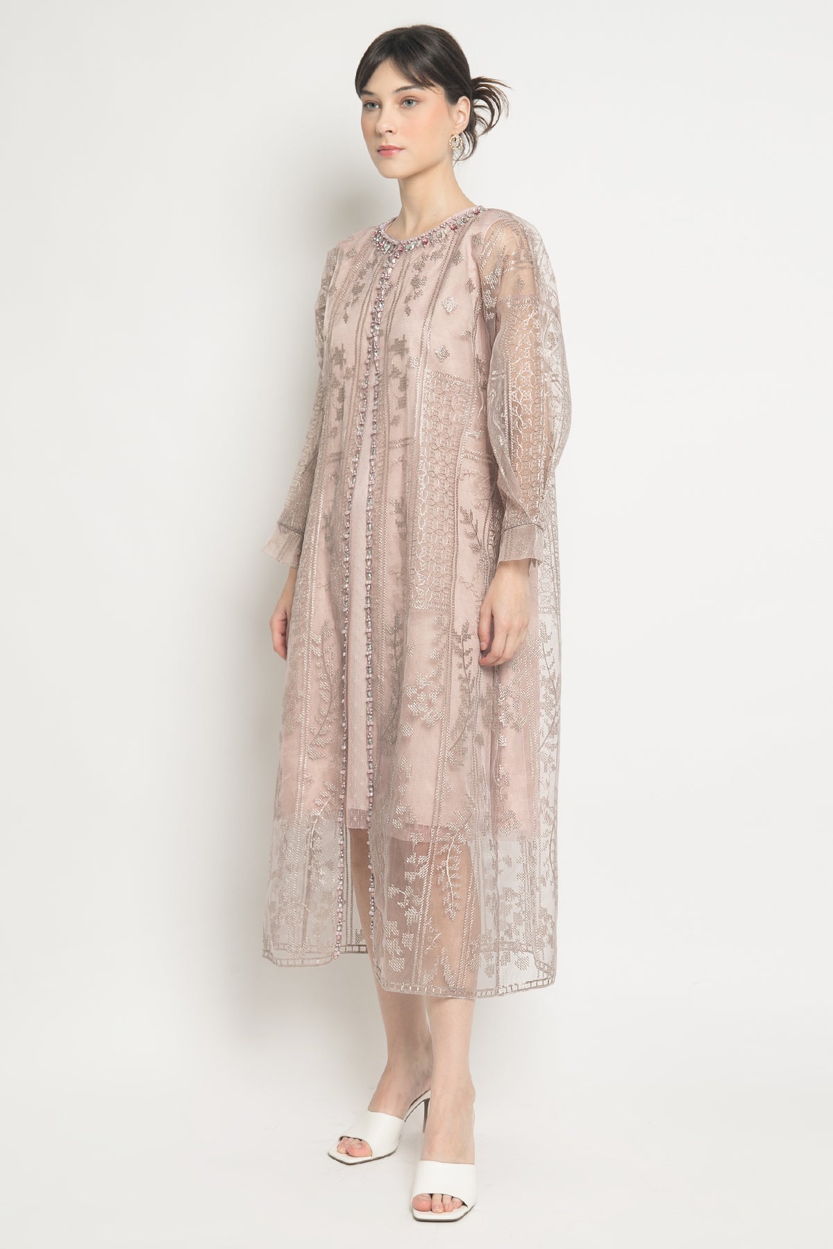 Kaia Long Outer Dress in Pink Mauve
