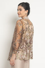 Kiana Floral Kebaya Top in Nude Tan