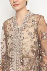 Kiana Floral Kebaya Top in Nude Tan