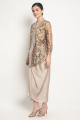 Kiana Floral Kebaya Top in Nude Tan