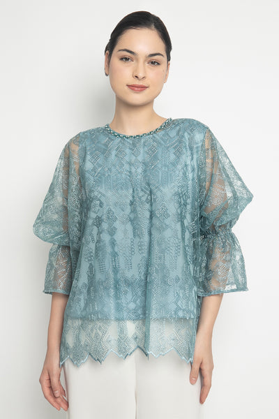 Peony Top in Blue Turquoise