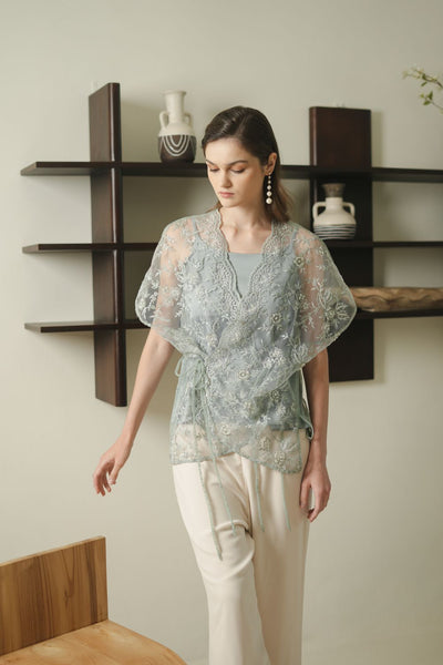 Finola Top in Greyish Green