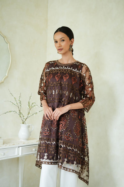 Suchi Tunic Dress in Mahogany