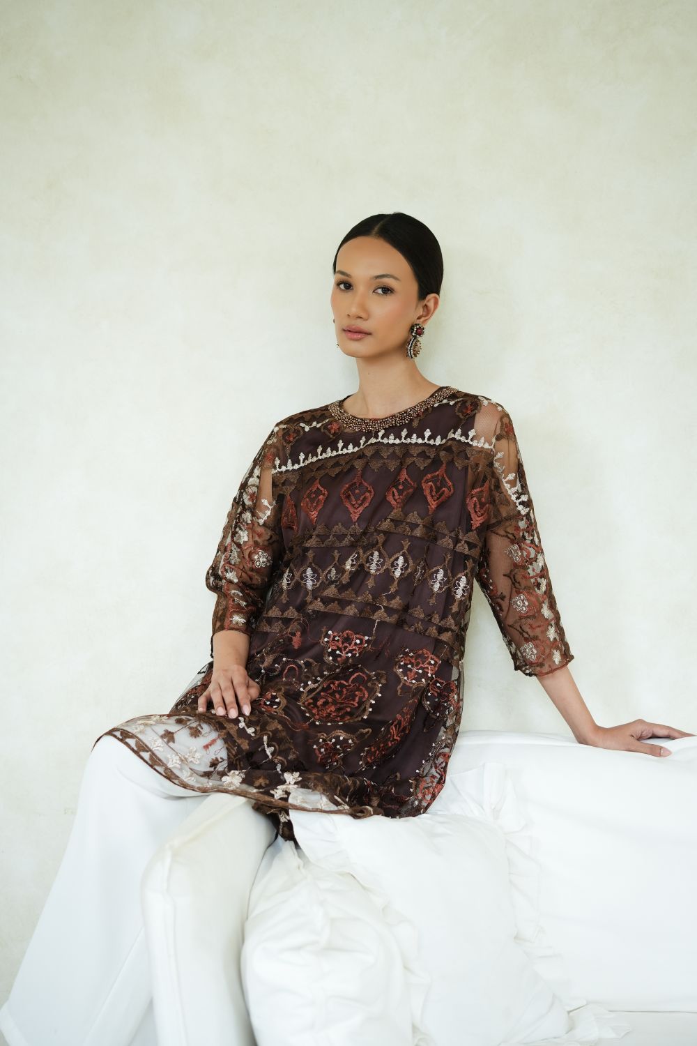 Suchi Tunic Dress in Mahogany