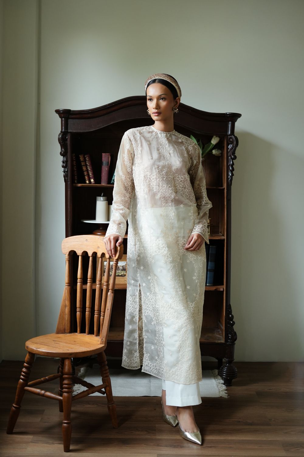 Gia Long Tunic Top in Nude Olive