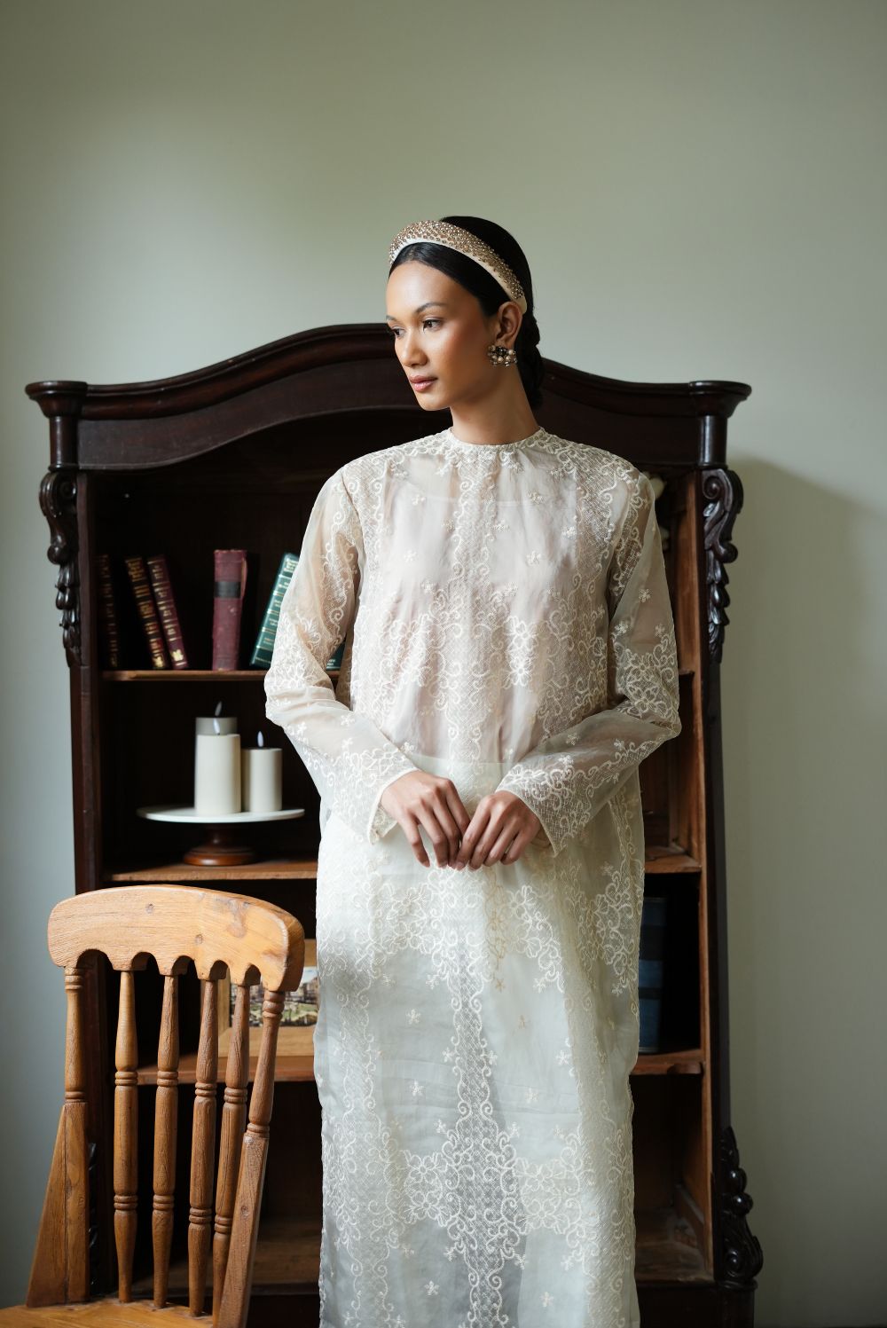 Gia Long Tunic Top in Nude Olive