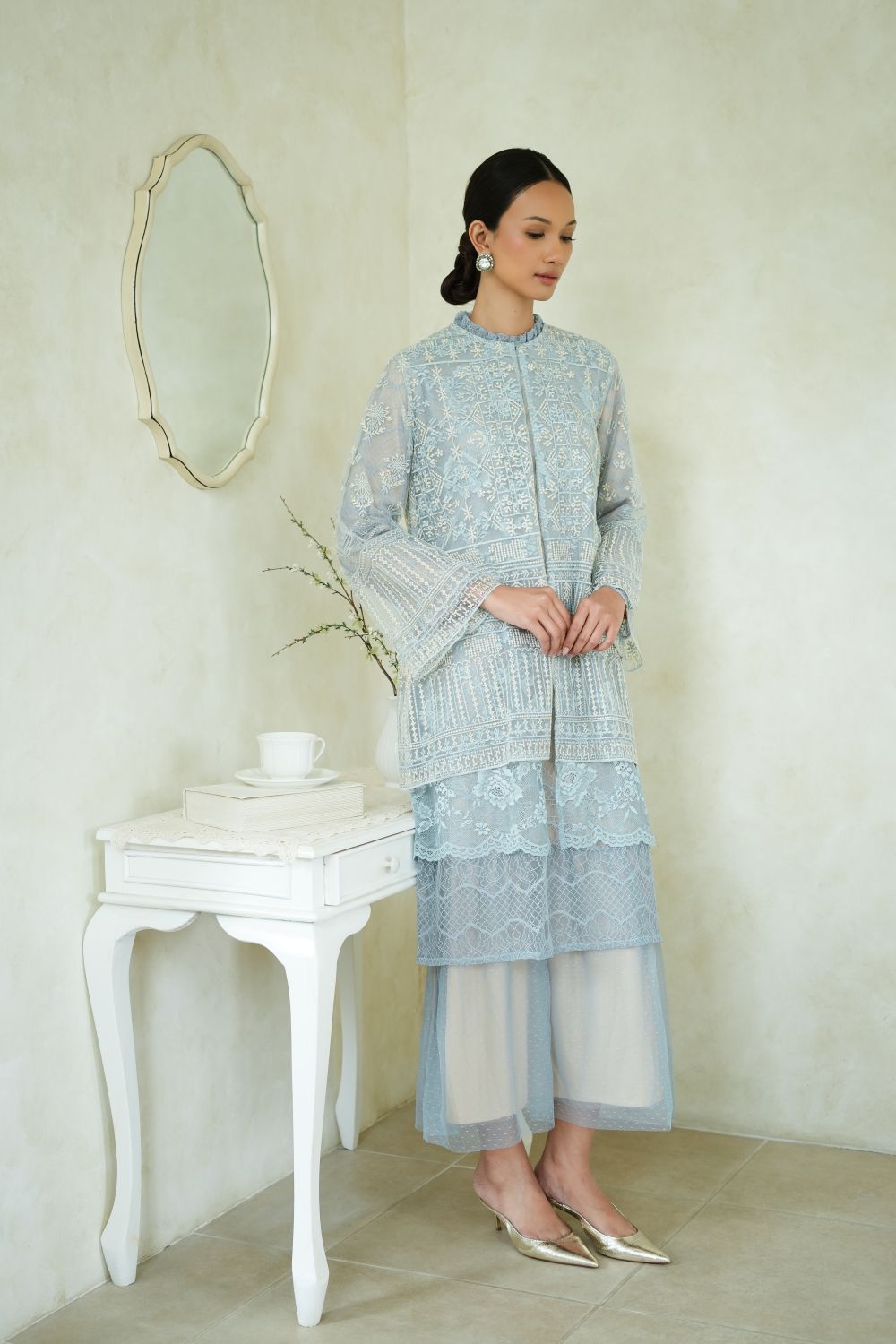 Aruna Lace Dress in Sky Blue
