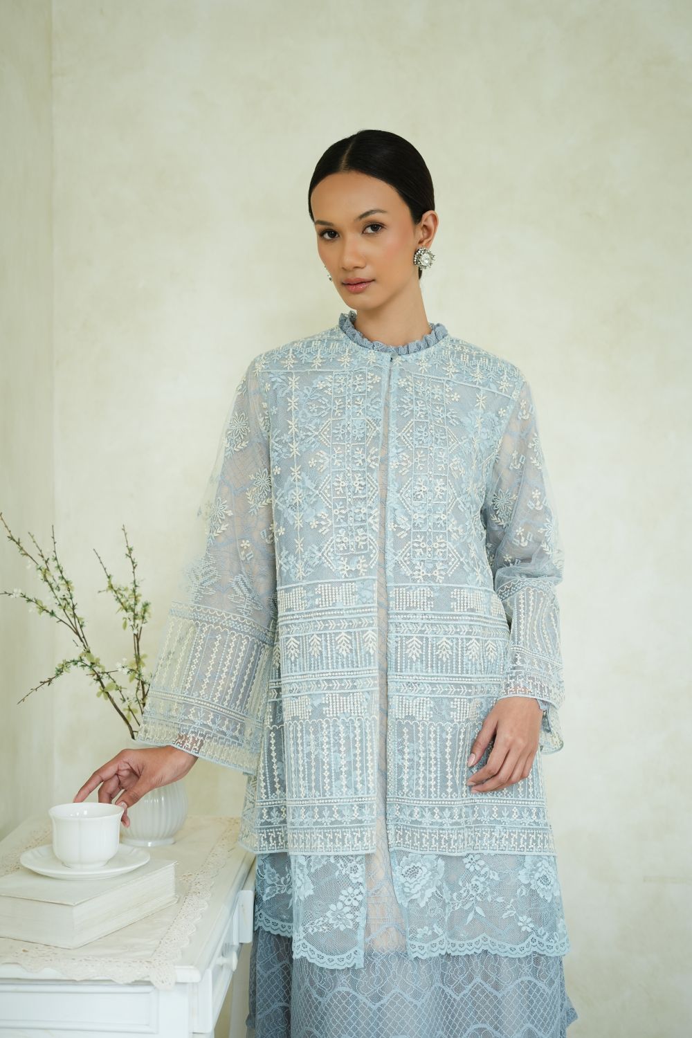 Aruna Lace Dress in Sky Blue