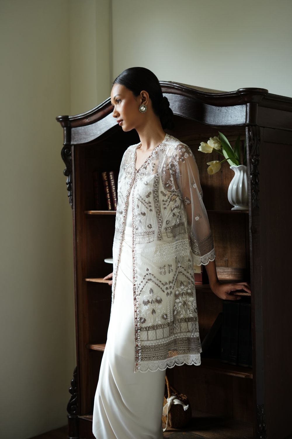 Peony Tunic Dress in White