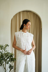 Aleena Long Outer in White