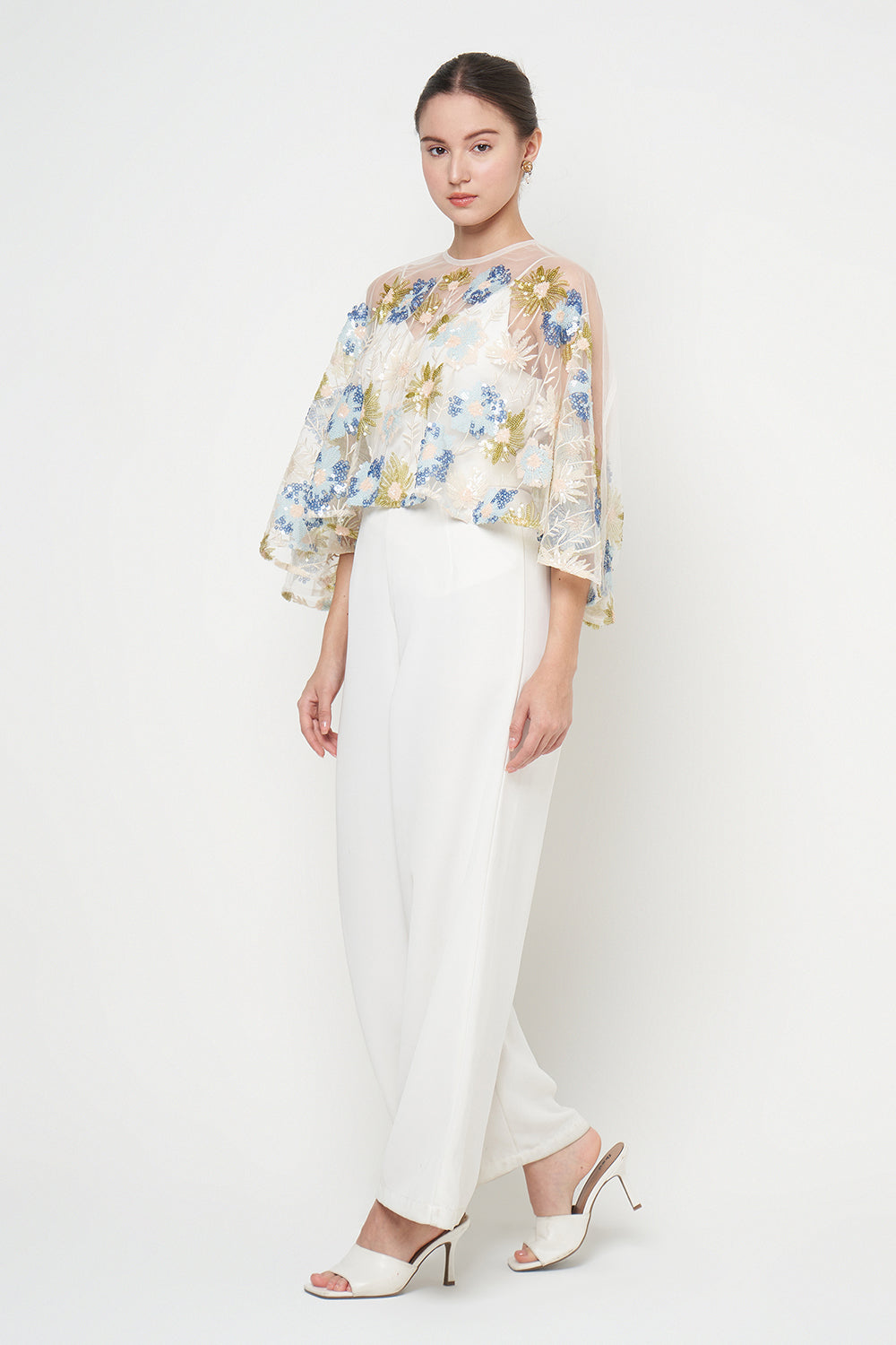 Constance Bolero Top in Blue White