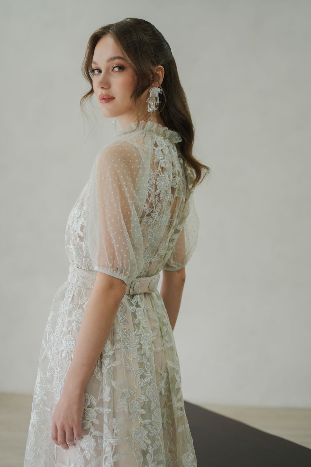 Luna Dress in Ivory Blue