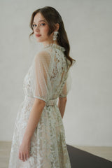 Luna Dress in Ivory Blue