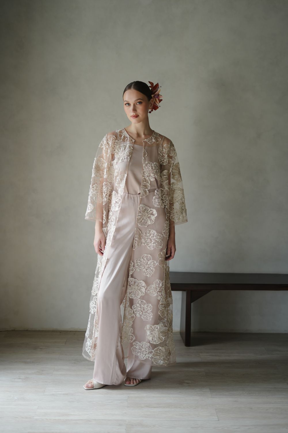 Shaila Dress in Flowery Nude