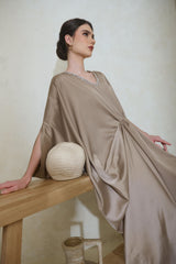 Calla Kaftan Dress in Dark Nude