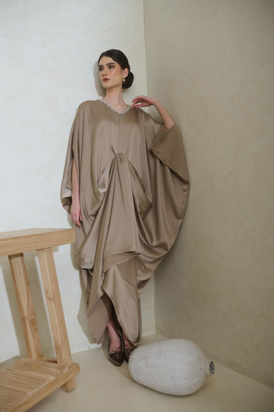 Calla Kaftan Dress in Dark Nude