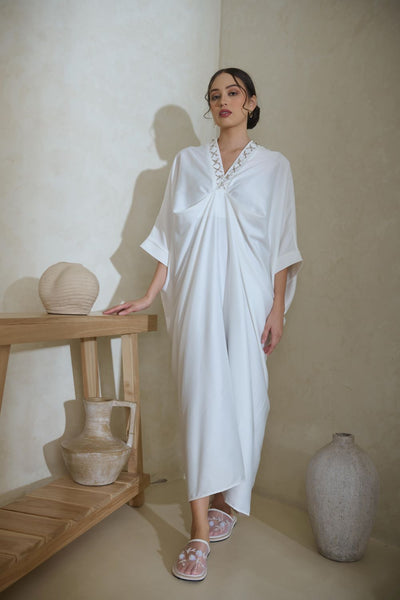 Zahra Kaftan Dress in Off White